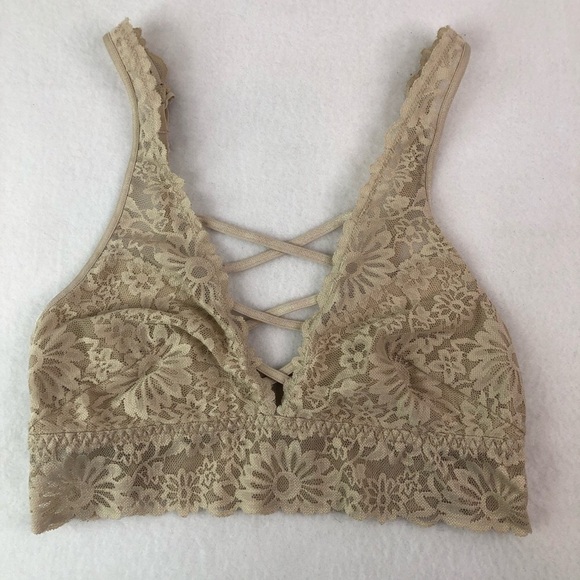 Victoria’s Secret PINK Beige Nude Lace Bralette Bra Size Small - Picture 1 of 7